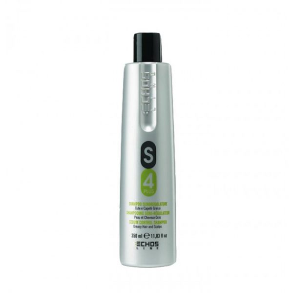 shampooing S4 Plus de la marque Echosline, spécialement conçu pour les cheveux gras. Enrichi d'extraits de bouleau, d'huile d'olive et de cacao, ce shampoing sebo-régulateur offre une action nettoyante efficace qui rééquilibre le cuir chevelu et aide à réguler la production excessive de sébum, laissant vos cheveux frais et légers.