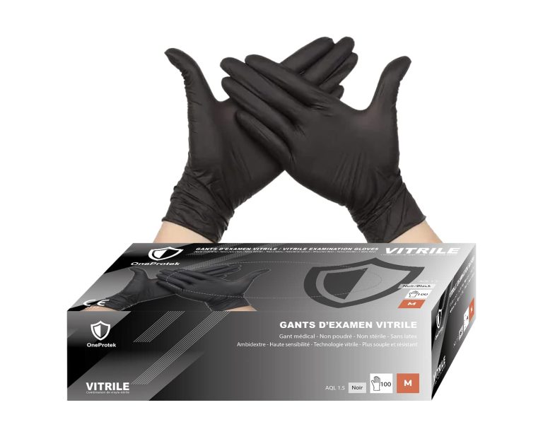 gants en nitrile OneProtek, une solution innovante offrant la combinaison parfaite de confort, de durabilité et de polyvalence. Ces gants jetables sont fabriqués à partir d'un matériau hybride de nitrile et de vinyle, offrant les avantages recherchés du nitrile tout en conservant l'aspect économique du vinyle. Boîte de 100 Gants en Nitrile 5 tailles : XS/S/M/L/XL