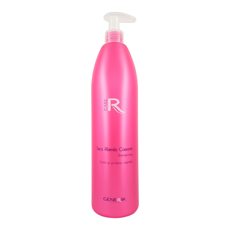 Shampooing abimes secs cassants - GENERIK  est enrichi en kératine, acides aminés et protéine de lait : il restructure, renforce la fibre capillaire et apporte douceur, force et brillance aux cheveux.