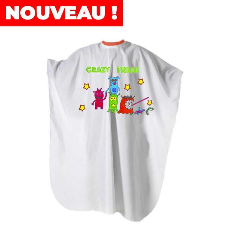 Poncho Enfant avec col en silicone Flean'up : Découvrez le Flean'Up Poncho Protect : un "must have" pour coiffer les enfants ! Grâce à Flean'Up le col ne bouge pas et fini les petits cheveux dans le cou !