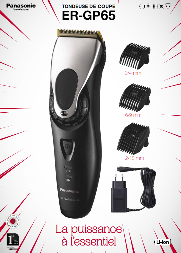 La Tondeuse Panasonic ER-FGP65 incarne l'excellence technologique de la marque, offrant une coupe précise et une performance inégalée pour répondre à vos besoins de coiffure. Dotée de la lame X-taper 2.0, cette tondeuse garantit une précision de coupe optimale, vous permettant d'obtenir des résultats impeccables à chaque utilisation. Avec son moteur linéaire à contrôle constant et ses batteries Lithium Ion, elle offre une puissance et une performance exceptionnelles, vous assurant une expérience de coupe fluide et efficace.